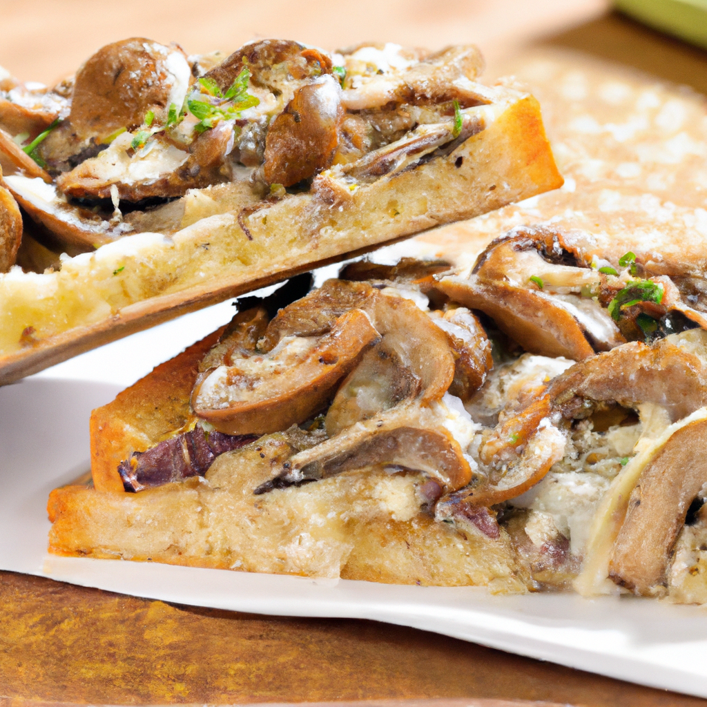 This mushroom madness sandwich is a culinary delight! Made with crisp focaccia bread, mayonnaise, Dijon mustard, a variety of mushrooms and Swiss cheese, this is a meal you'll come back to time and time again. The smokiness from the paprika and the tang from the white wine vinegar make this dish extra special. Enjoy this hearty and flavourful sandwich with a German Pilsner for a meal that's truly perfect.