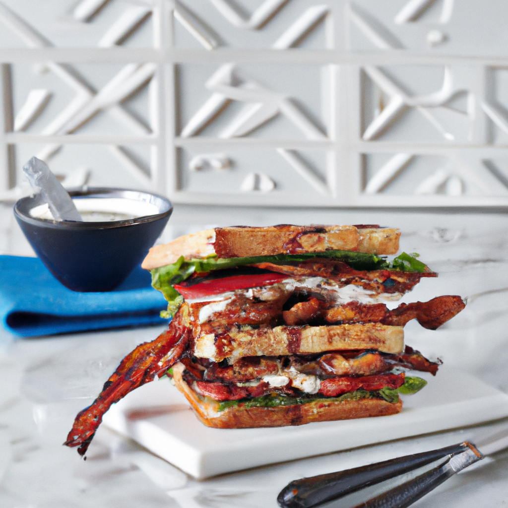 Experience an exciting twist on the classic BLT with this delicious combo of blackened chicken, bacon, and gooey melted swiss cheese on two slices of crunchy sourdough bread. Drizzled with a generous helping of mayonnaise, this creative take on a BLT is sure to tantalize your taste buds and satisfy your cravings for something new and exciting! Enjoy it best with a light-bodied pilsner or pale lager for a balanced pairing.
