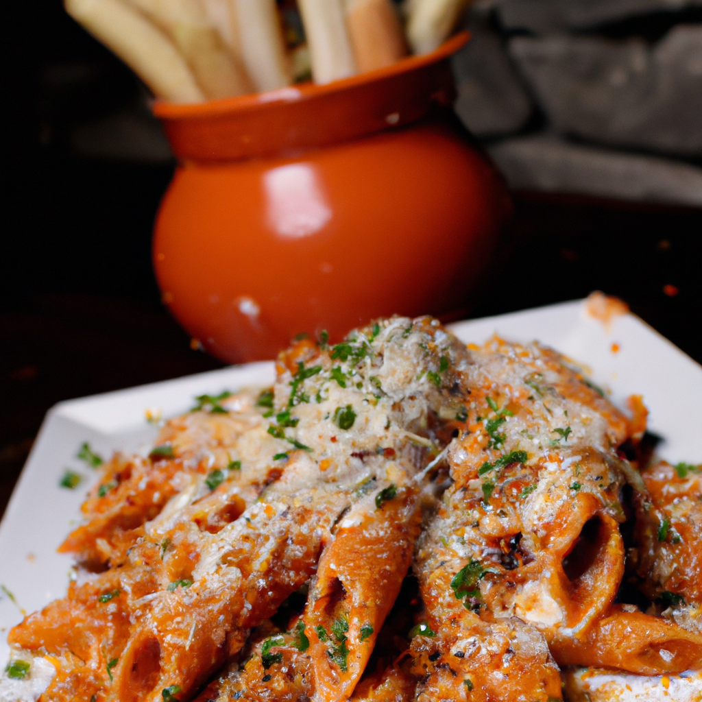 : This creamy, decadent penne alla vodka dish is bursting with flavor. The combination of vodka, tomato paste and fragrant garlic brings a complexity and depth of flavor to the sauce. The freshly grated Parmesan balances out the sweetness of the vodka. The al dente penne adds texture and creates the ultimate comfort dish. Enjoy this delectable pasta with a side of crusty bread and a glass of wine!