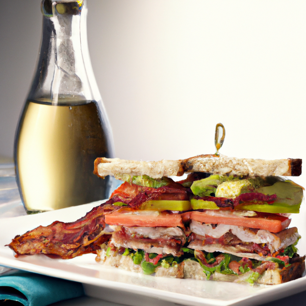 This BLT Club Sandwich Delight is sure to energize you! Enjoy this delicious sandwich made with turkey bacon, tomatoes, lettuce, guacamole, quinoa and shrimp for a twist on the traditional BLT sandwich. Paired with an American Pale Ale, this sandwich is sure to brighten up your mealtime! Enjoy!