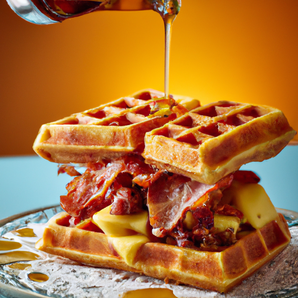 This deliciously savoury Maple Bacon Breakfast Sandwich on Waffles takes just a few minutes to make, and it is packed with flavour! The sweet and salty combination of salty bacon, melted cheddar cheese and sweet maple syrup, all between two warm and fluffy waffles is sure to tantalize your taste buds! And the best way to enjoy this breakfast sandwich is with a light wheat beer like Blue Moon Belgian White for a complementary flavour. This maple bacon breakfast sandwich will be sure to have you coming back for more!