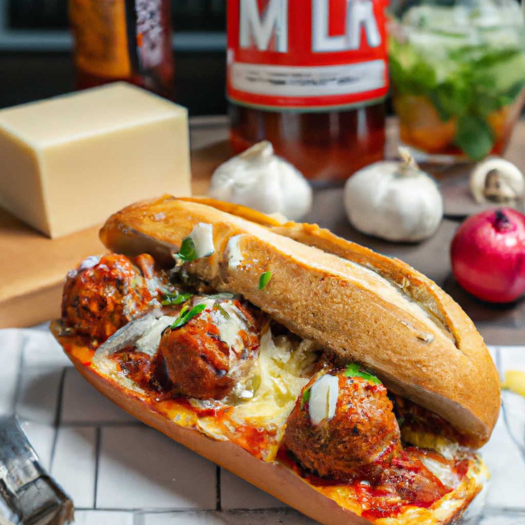 This fresh Meatball Sub Delight is the heavenly combination of savory and smoky flavors! The juicy Italian-style meatballs are smothered with homemade marinara sauce, complemented with flavorful layers of Parmesan and mozzarella cheese, and topped with optional slices of Prosciutto. All of these heavenly components come together in one scrumptious sandwich that can be paired with an equally flavorful beer, such as a Porter or a Russian Imperial Stout. Enjoy!