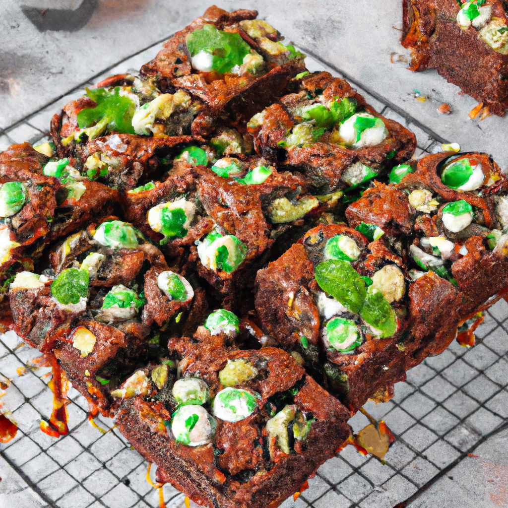 This festive holiday dessert, Mint Brownies, is a decadent treat that is sure to please. The classic chocolate cake-like texture is enhanced by crunchy walnuts and the invigorating mint flavor. Sweet white chocolate chips complement the semi-sweet dark chocolate chips to make an even more delicious flavor combination. Add a classic holiday flavor and make these brownies the star of your next celebration!