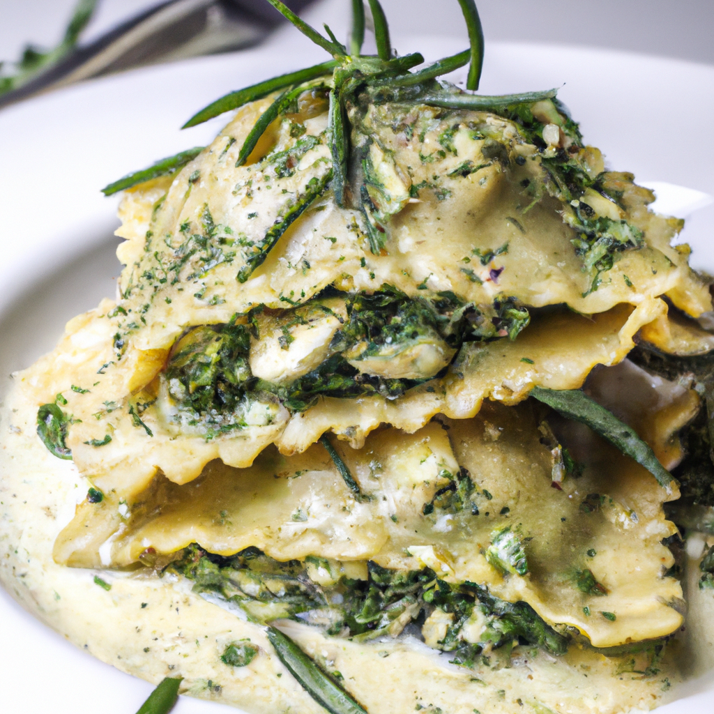 The Spinach & Ricotta Ravioli with Rosemary Garlic Butter Sauce is a delicious and easy-to-make meal. The al dente pasta is perfectly complemented by the garlicky, buttery sauce and the slightly herbal flavor of the rosemary. The added Parmesan cheese adds a nice, nutty note to the dish, resulting in a fantastic and flavorful pasta meal. Enjoy with a glass of dry white wine for the ultimate indulgence!