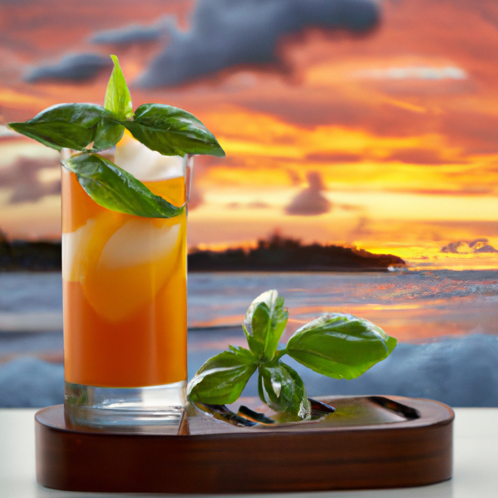 Our Orange Basil Old Fashioned, the result of the listed recipe.