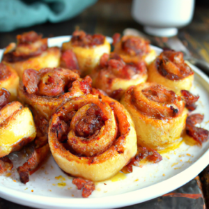 Our Maple Bacon Cinnamon Roll Swirls, the result of the listed recipe.