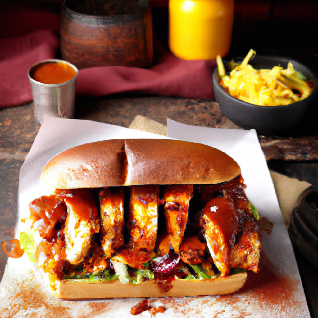 Our BBQ Chicken Sandwich with Sweet Baby Rays, the result of the listed recipe.