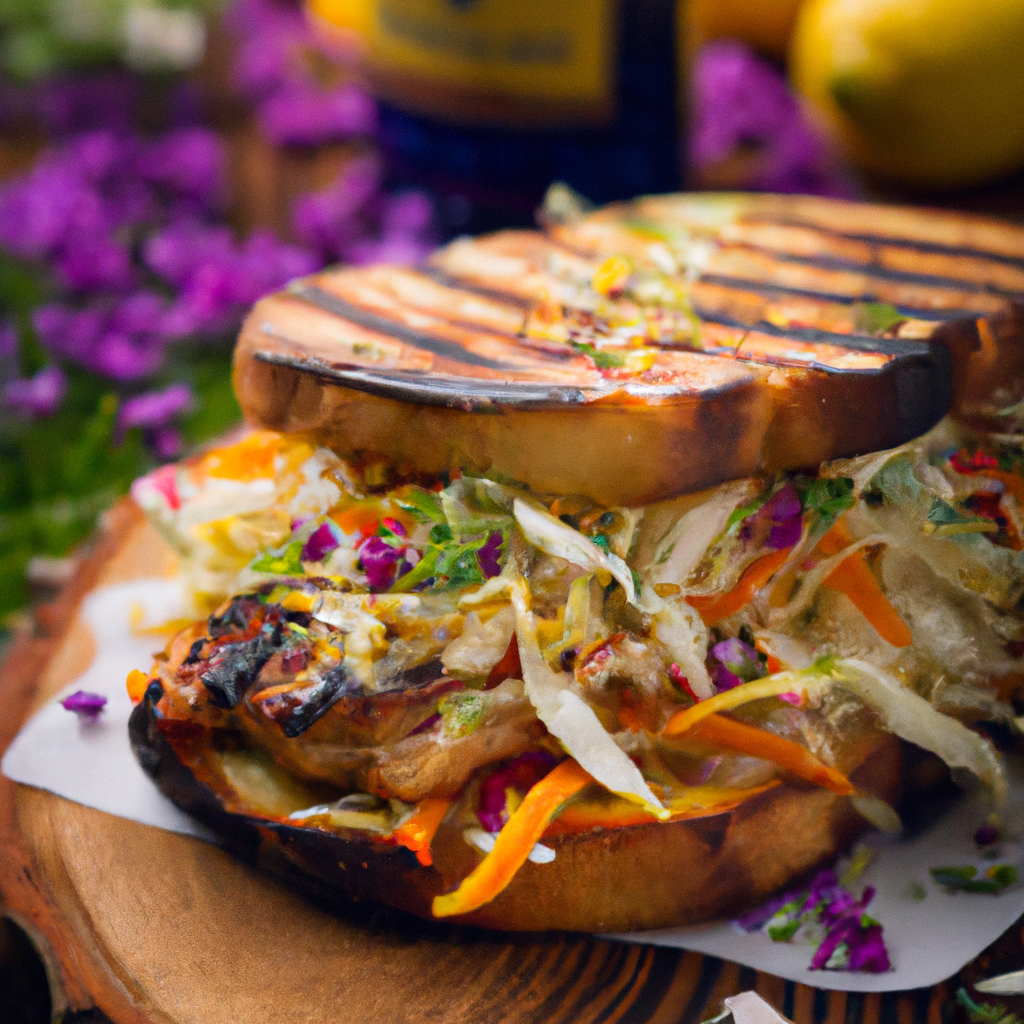 Our Grilled BBQ Pork Chop with Citrus Slaw Sandwich, the result of the listed recipe.