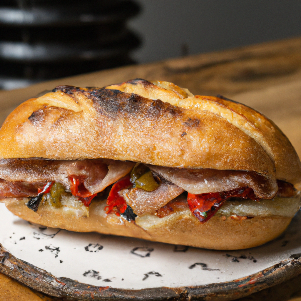 Our Grilled Serranito Bocadillo, the result of the listed recipe.