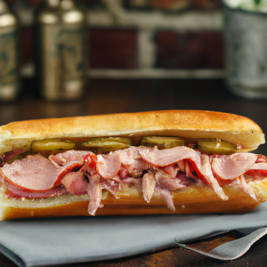 Our Grilled Cuban Sandwich On A Toasted French Baguette, the result of the listed recipe.
