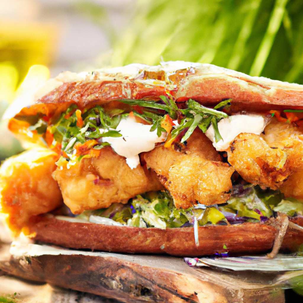 Our Grilled Fish Sandwich with Beer-Battered Cod and Horseradish Tartar Sauce, the result of the listed recipe.
