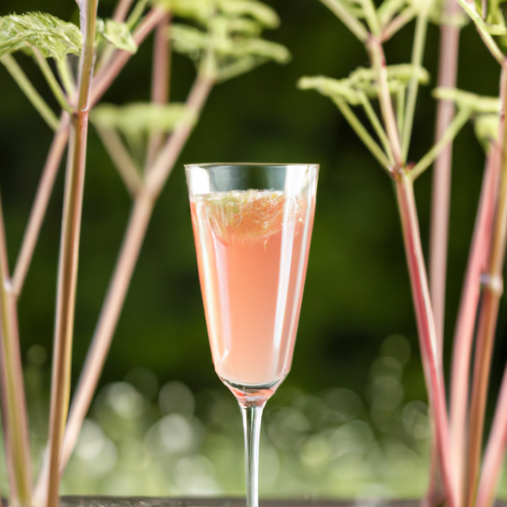 Our Rhubarb Fizz Cocktail, the result of the listed recipe.