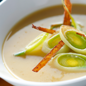 Our Caramelized Leek & Potato Soup, the result of the listed recipe.
