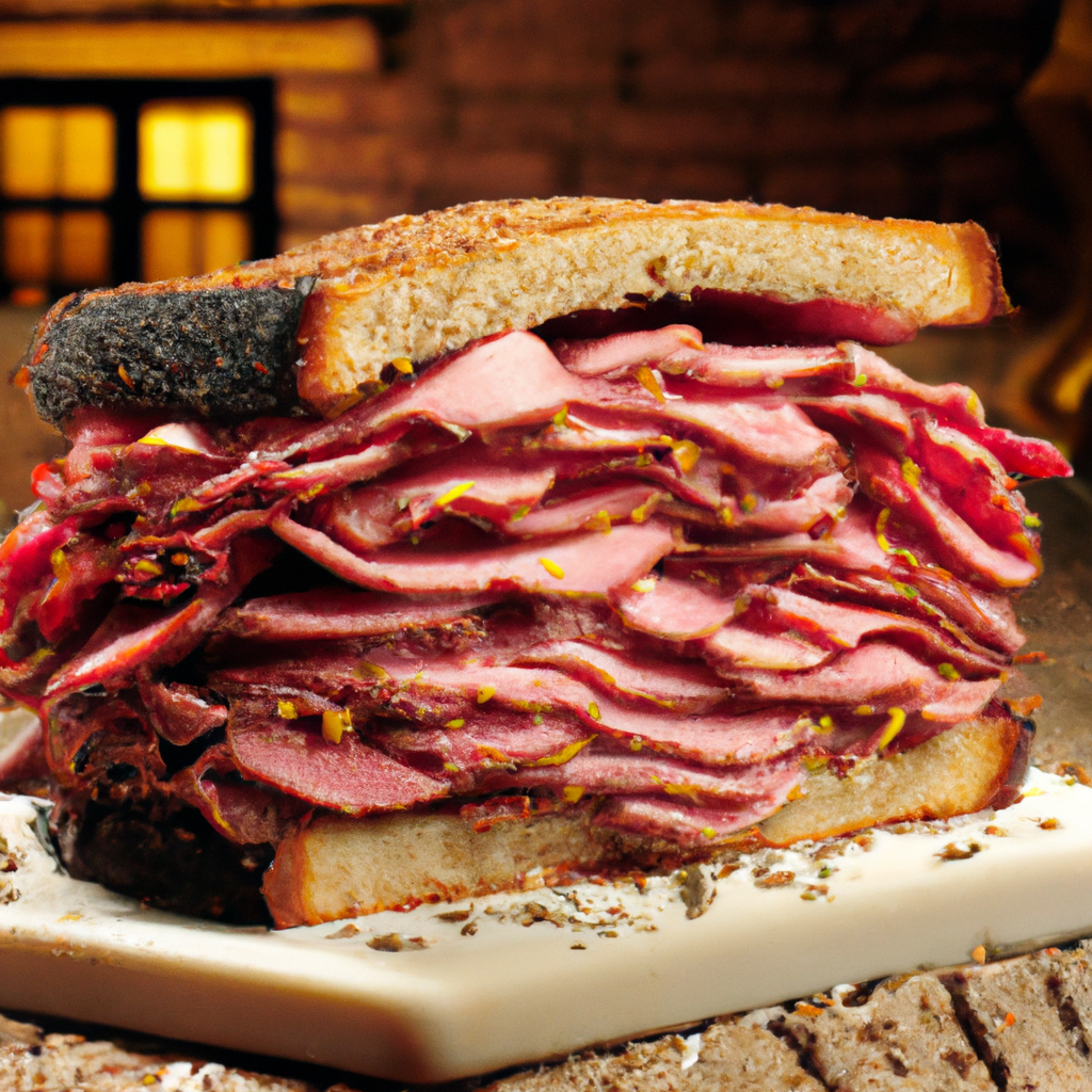 Our Montreal Smoked Meat Sandwich Supreme, the result of the listed recipe.