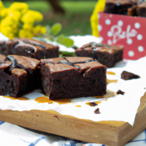 Our Double Chocolate Fudge Brownies, the result of the listed recipe.