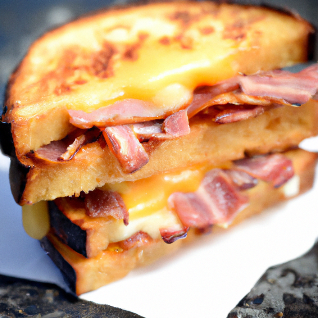 Our Ham, Bacon and Cheese Sandwich, the result of the listed recipe.