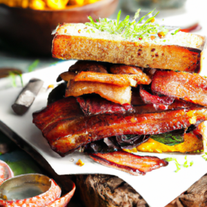 Our Grilled Canadian Bacon and Pork-Belly Sandwich, the result of the listed recipe.