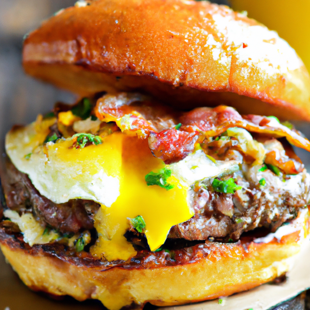 Our Title: Juicy Prime Burger with an Eggy Surprise, the result of the listed recipe.