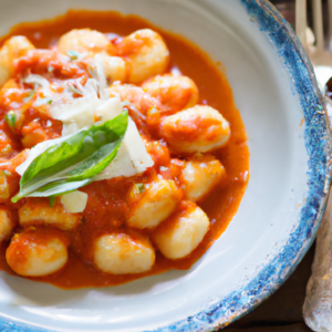 Our Creamy Ricotta Gnocchi with Tomato Sauce & Basil, the result of the listed recipe.