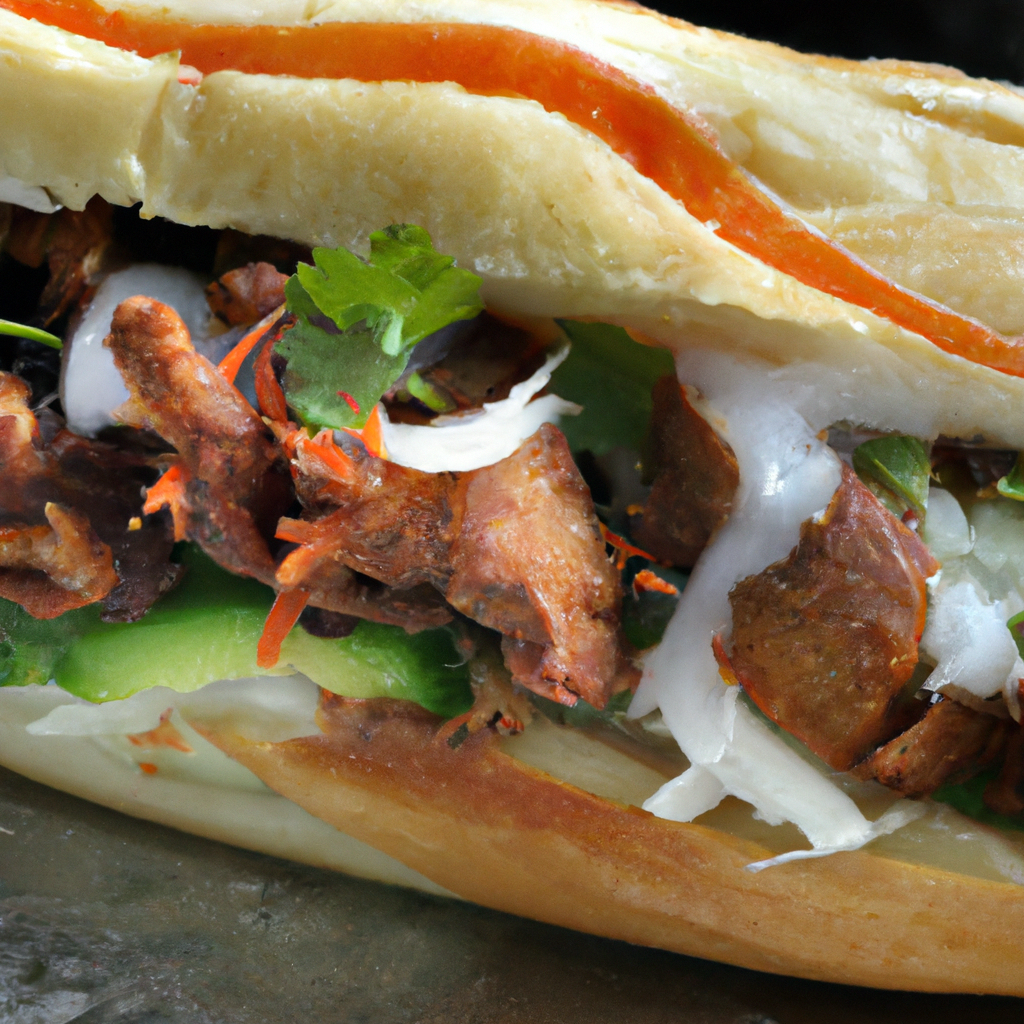 Our Grilled Pork Bahn Mi Sandwich, the result of the listed recipe.