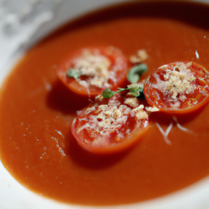 Our Hearty Roasted Tomato Soup, the result of the listed recipe.