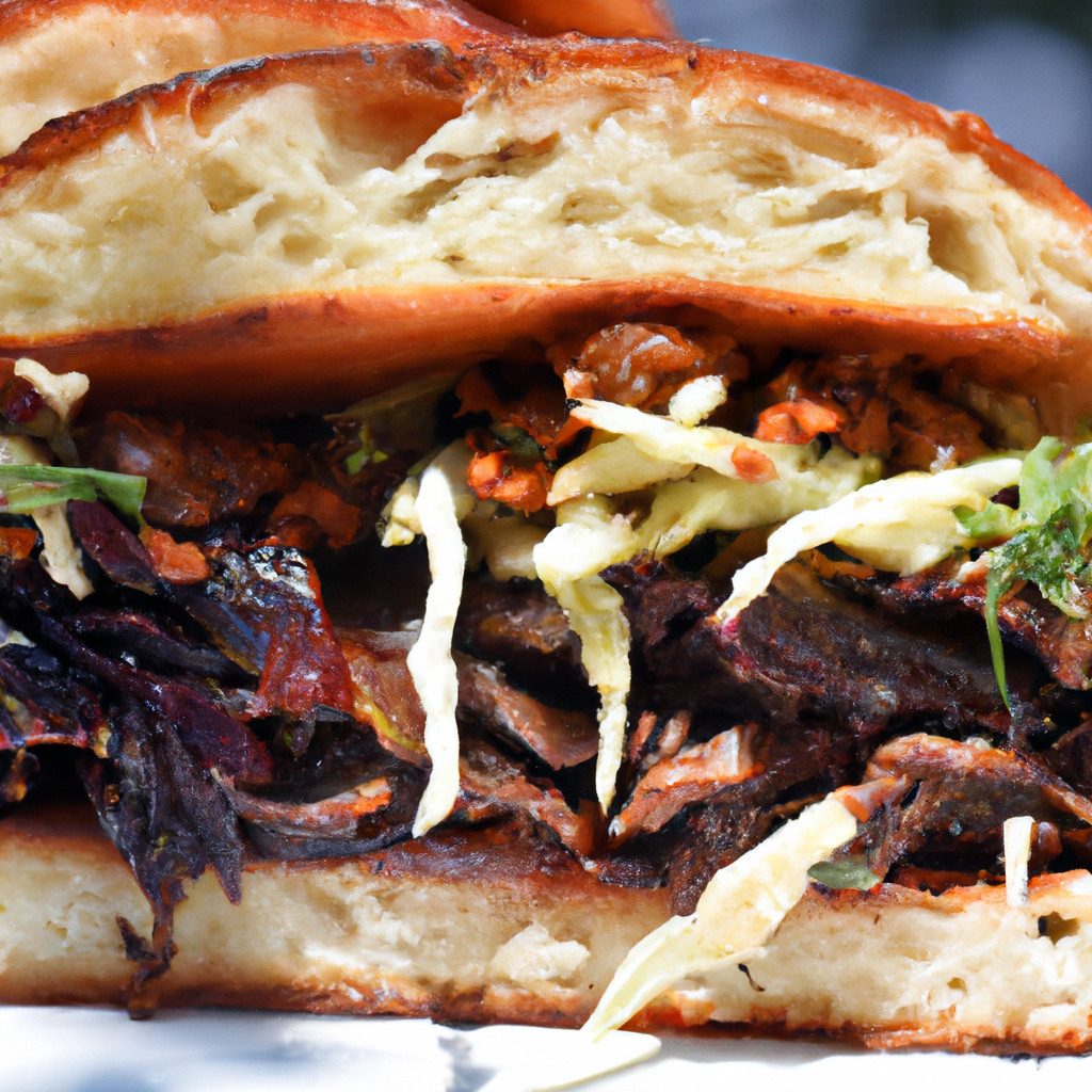 Our Grilled BBQ Short Rib Sandwich with Spicy Slaw and Horseradish Mayo, the result of the listed recipe.