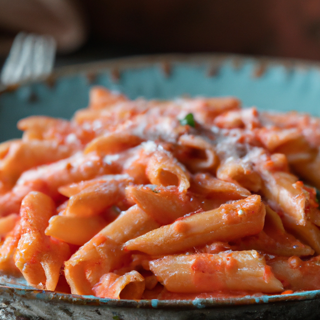 Our Penne in Pink Vodka Sauce, the result of the listed recipe.