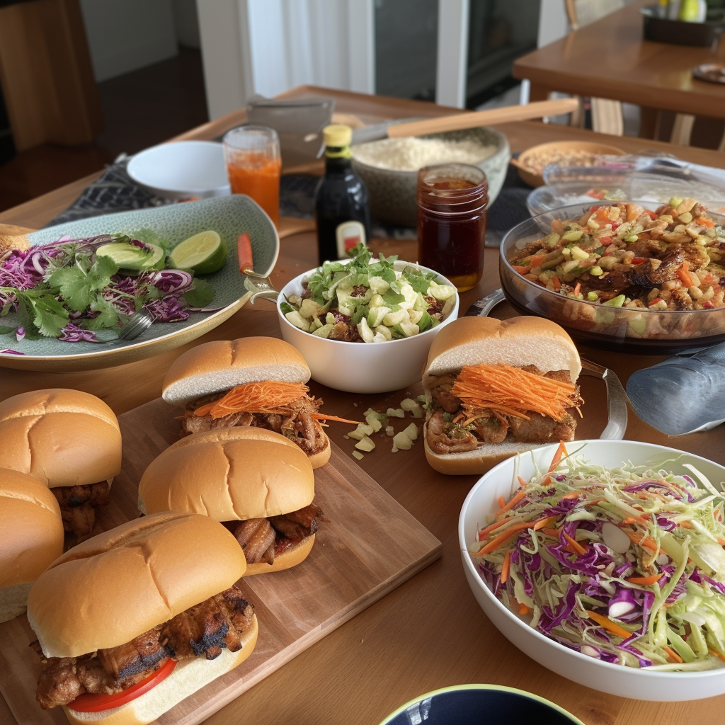 Prepping a Sweet & Spicy BBQ Pork Belly Sandwich with Asian Slaw