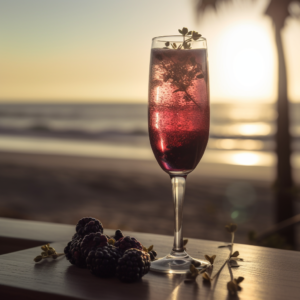 Our Blackberry Thyme Sparkler, the result of the listed recipe.