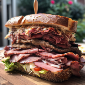 Our Ultimate Meat Lover's Deli Sandwich Recipe!, the result of the listed recipe.