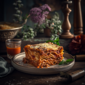 Our Lasagne alla Bolognese, the result of the listed recipe.