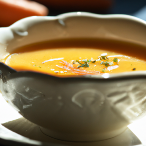 Our Easy Carrot Ginger Soup, the result of the listed recipe.