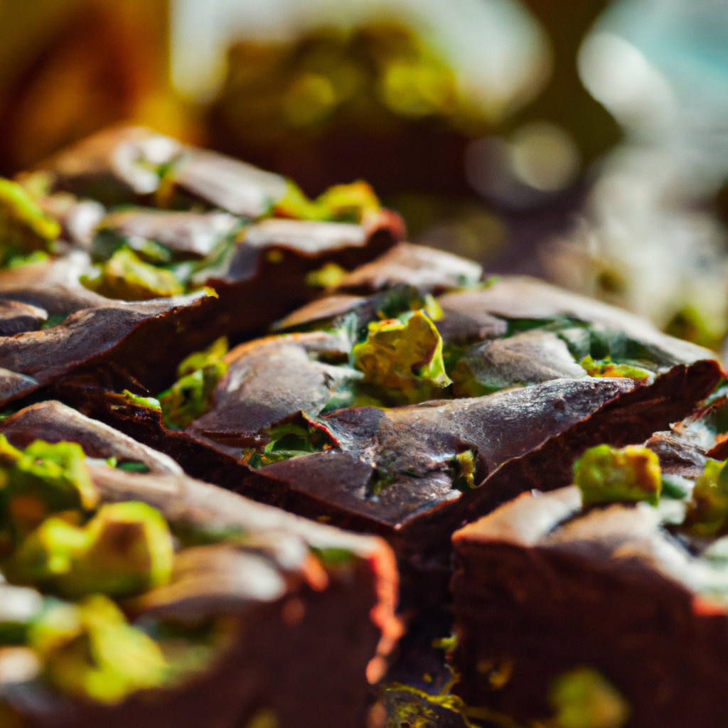 Our Chocolate Pistachio Dream Brownies, the result of the listed recipe.