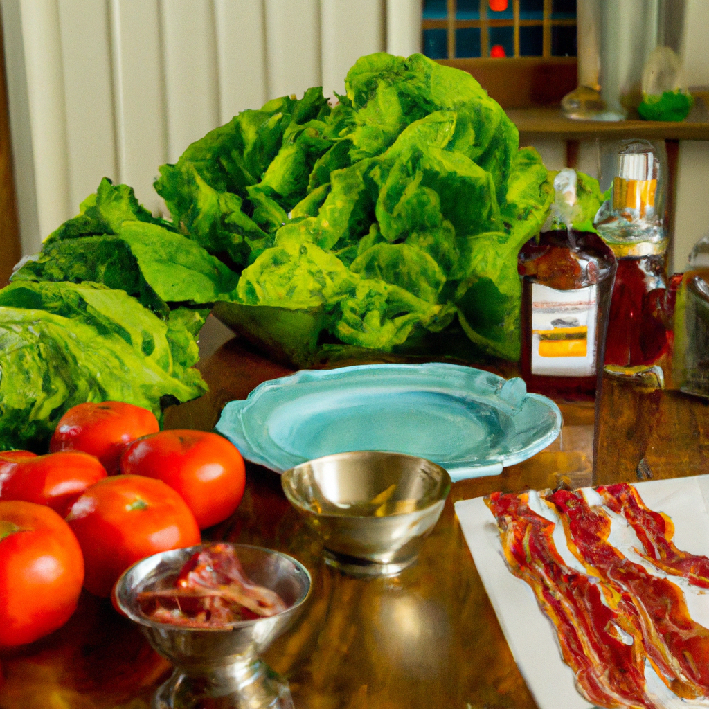 Prepping a Bacon-Lettuce-Tomato BLT Recipe