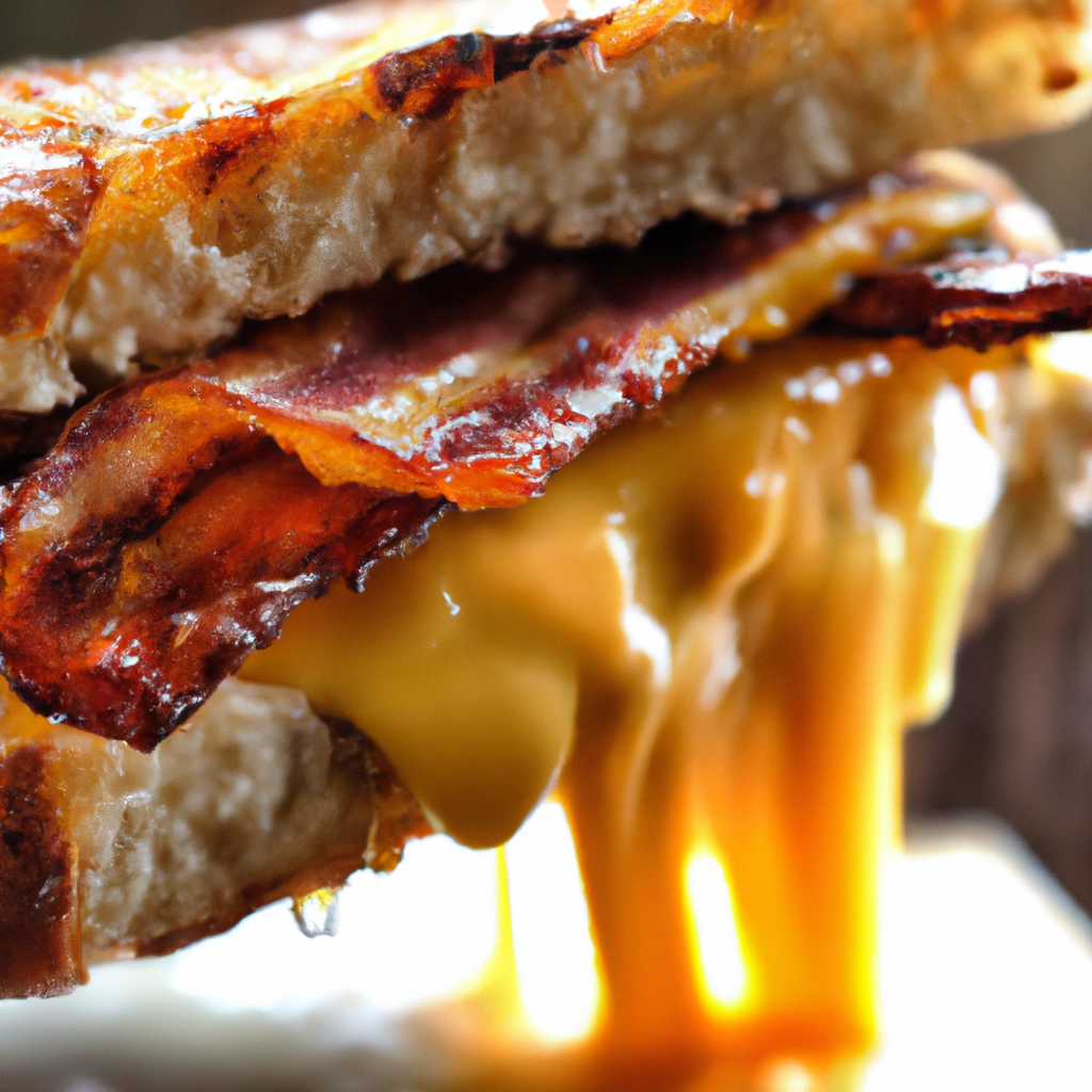 Our Grilled Cheddar & Bacon Sourdough Sandwich, the result of the listed recipe.