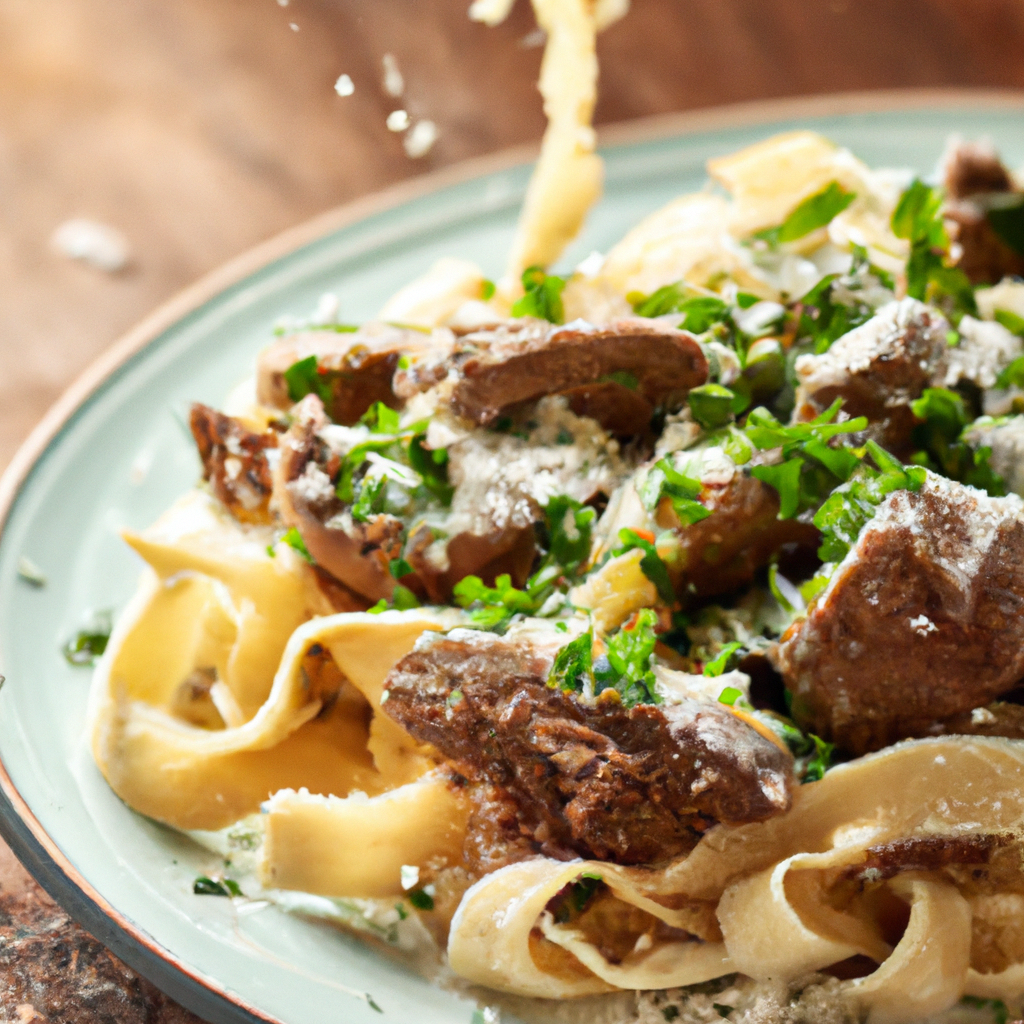 Our Beef Stroganoff with Homemade Pasta, the result of the listed recipe.