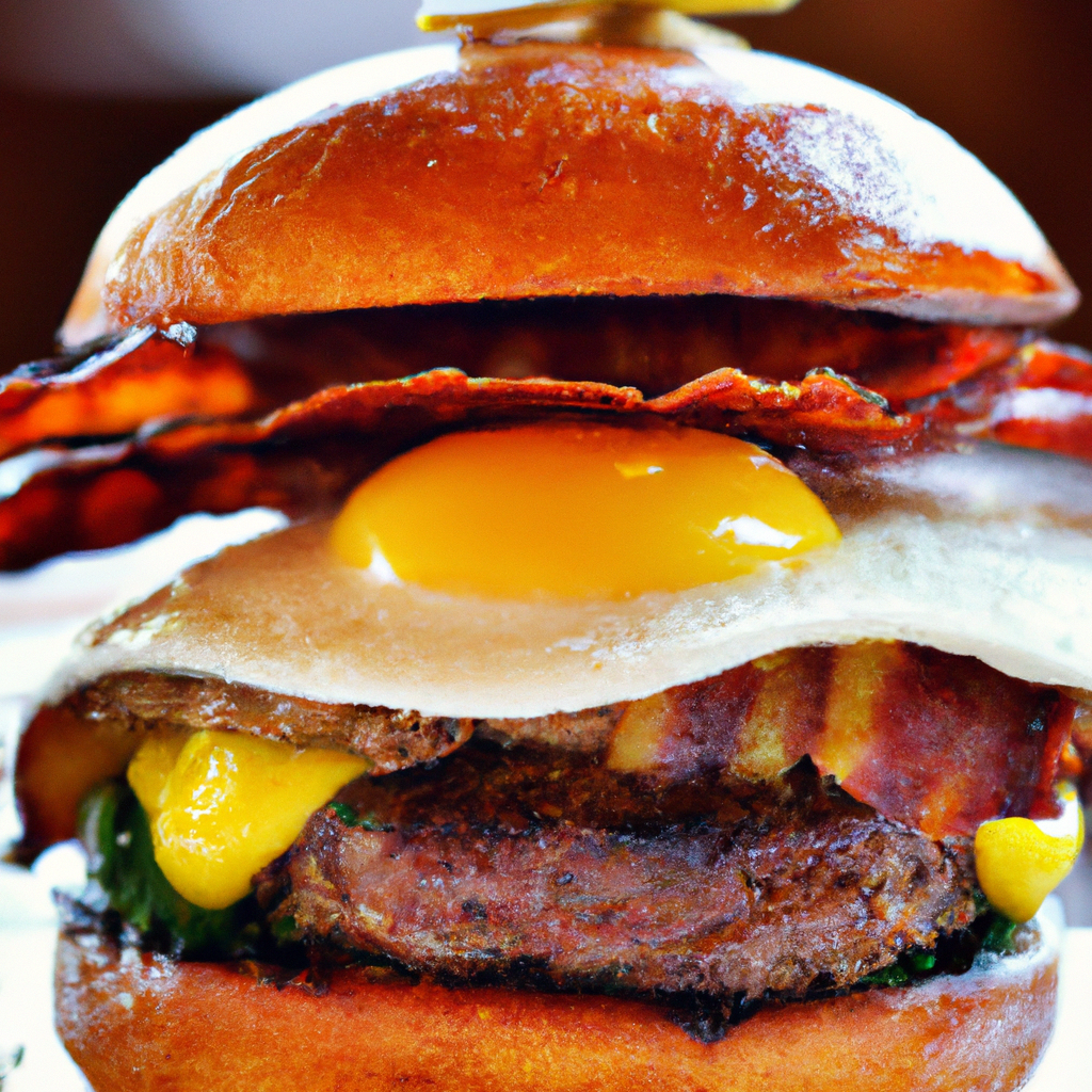 Our Grilled Bacon-Fried Egg Brioche Burger with Garlicky Aioli, the result of the listed recipe.