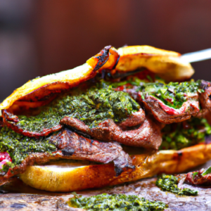 Our Chacarero Sandwich with Chimichurri Sauce, the result of the listed recipe.