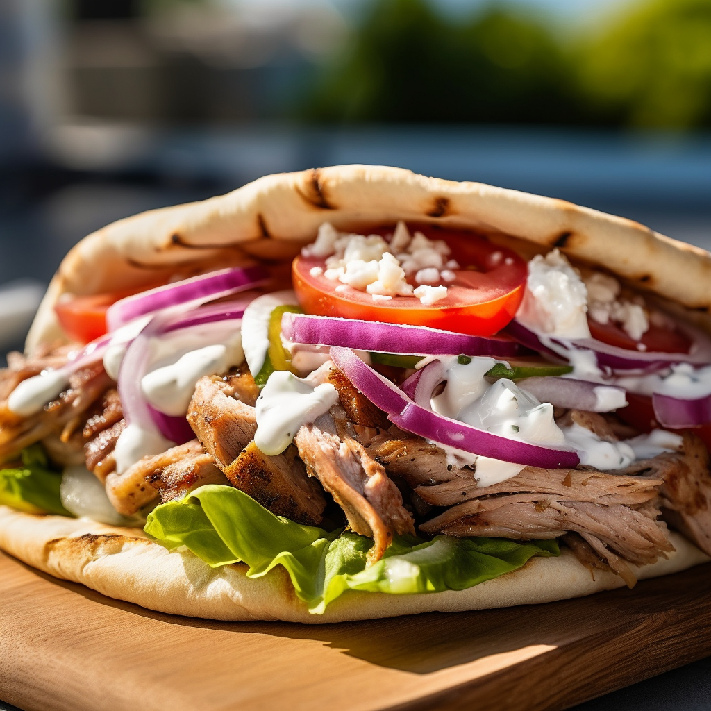 Our "Homemade Souvlaki Gyro Sandwich on Grilled Pita Recipe", the result of the listed recipe.