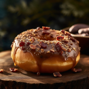 Our Buttery Brioche Maple Bacon Donuts with Chocolate Frangelico Cream, the result of the listed recipe.