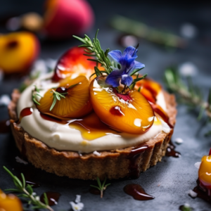 Our Smoked Peach Tart with Rosemary Lemon Mascarpone Filling and Blood Orange Glaze Recipe, the result of the listed recipe.