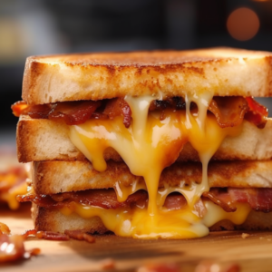 Our "Crispy Grilled Cheese and Bacon Sandwich on Texas Toast", the result of the listed recipe.