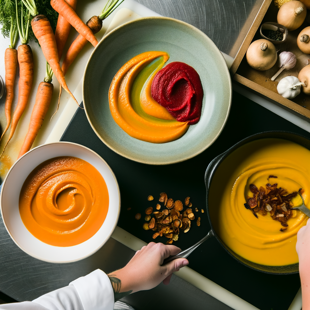 Roasted Squash Soup with Carrot Puree Prep
