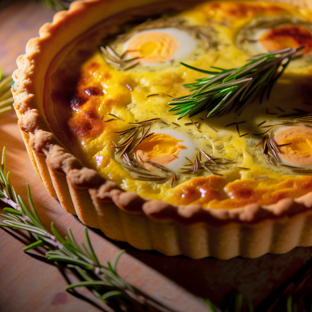 A finished example of my Rosemary Quiche recipe.
