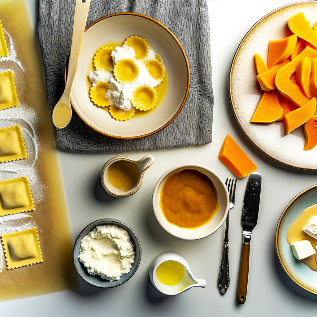 Ricotta and Butternut Squash Ravioli in browned butter sauce Prep