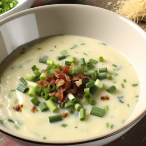 A finished example of my Potato Leek Soup recipe.